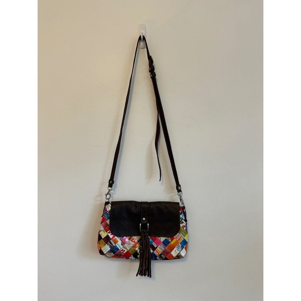 Nahui Ollin Woven Recycled Candy Wrapper Crossbody Bag